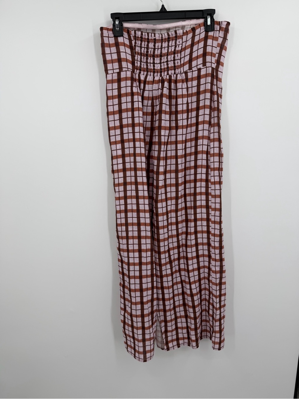 Anthropologie Brown & Cream Plaid Strapless Midi - Picture 3 of 10